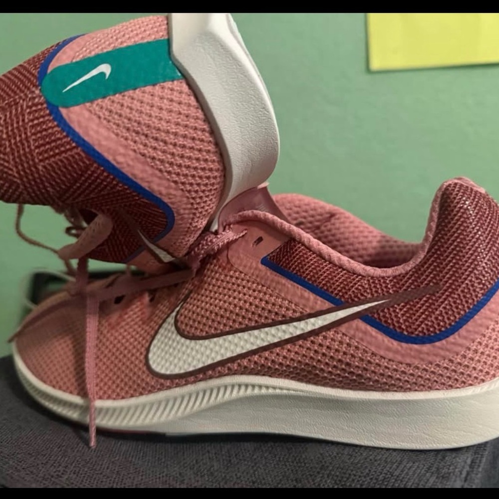 Nike Kids Pink Mesh Sneakers with Blue Accents